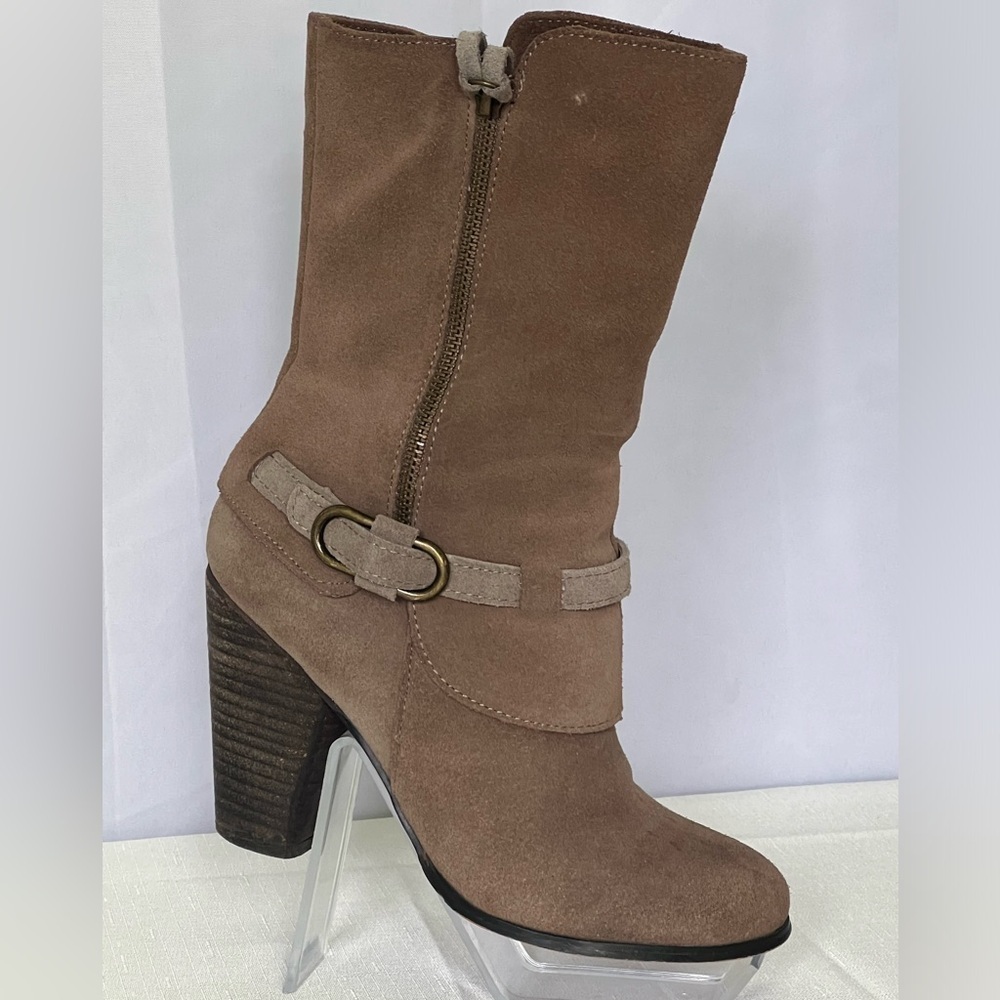 Kensie Leather Suede Mid-Calf Bohemian Western Inspired Heel Women’s Boots 7.5